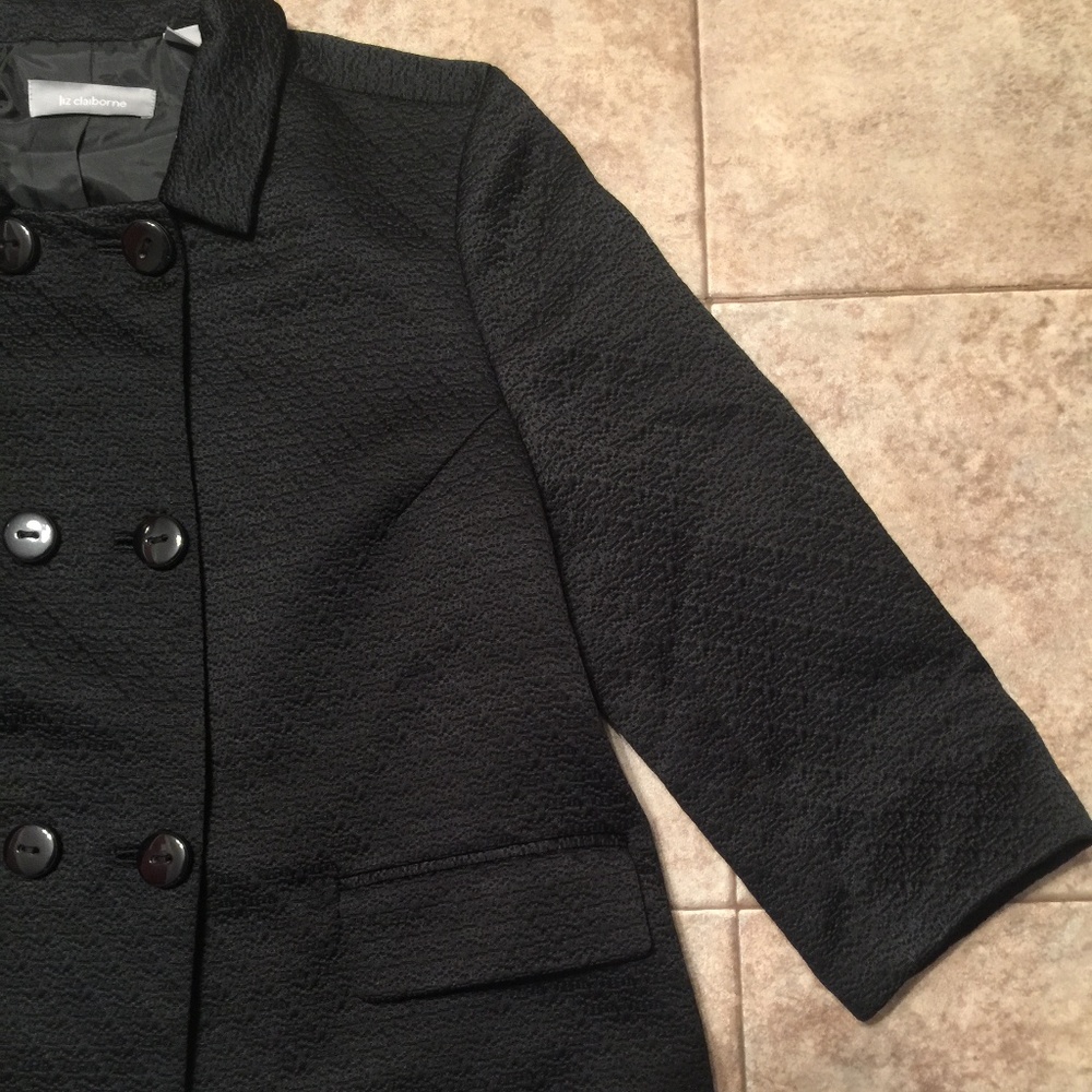 💝 New Liz Claiborne Black Peacoat Blazer Jacket